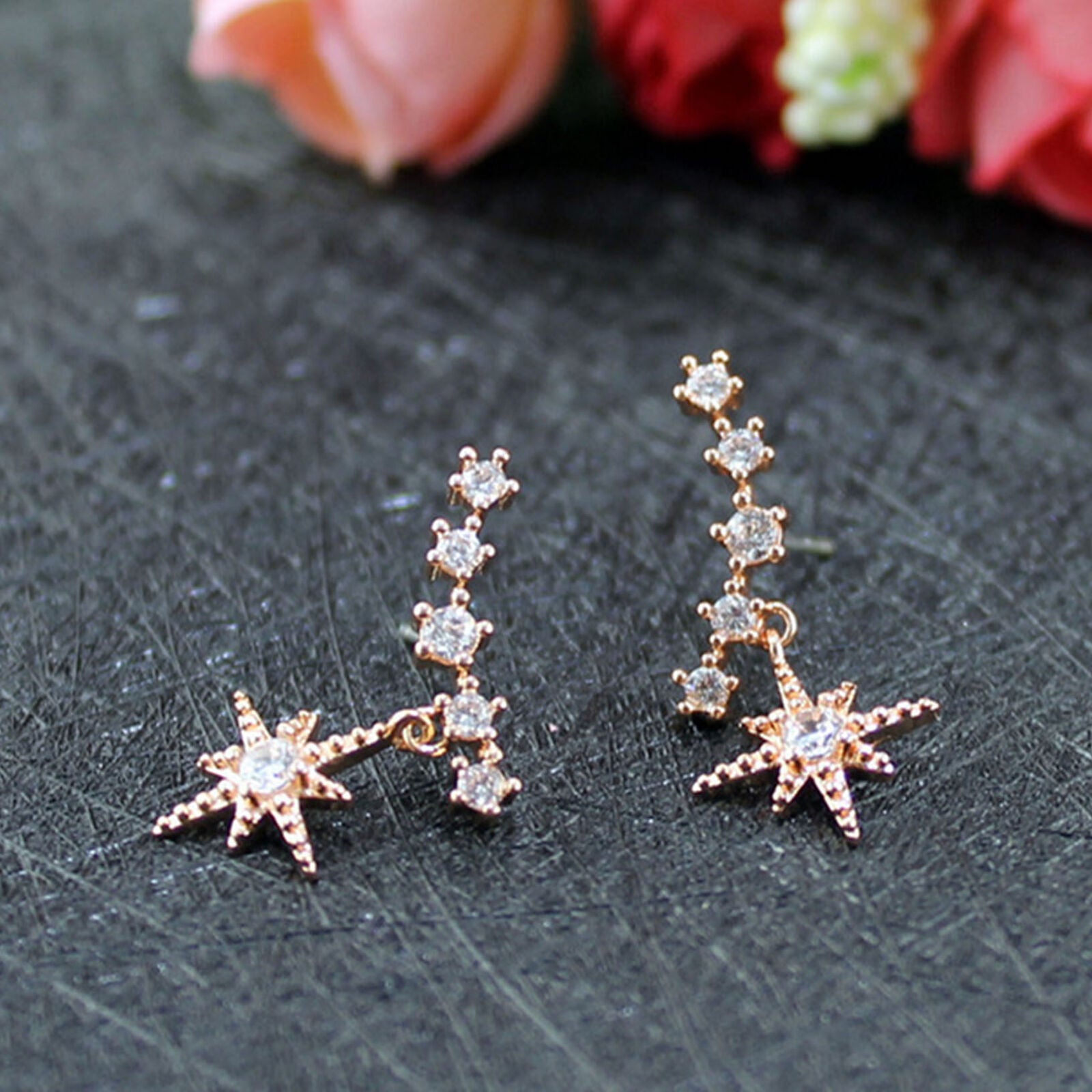 Fashion Hypoallergenic Little Star Pendant Jewelry Crystal Stud Earrings