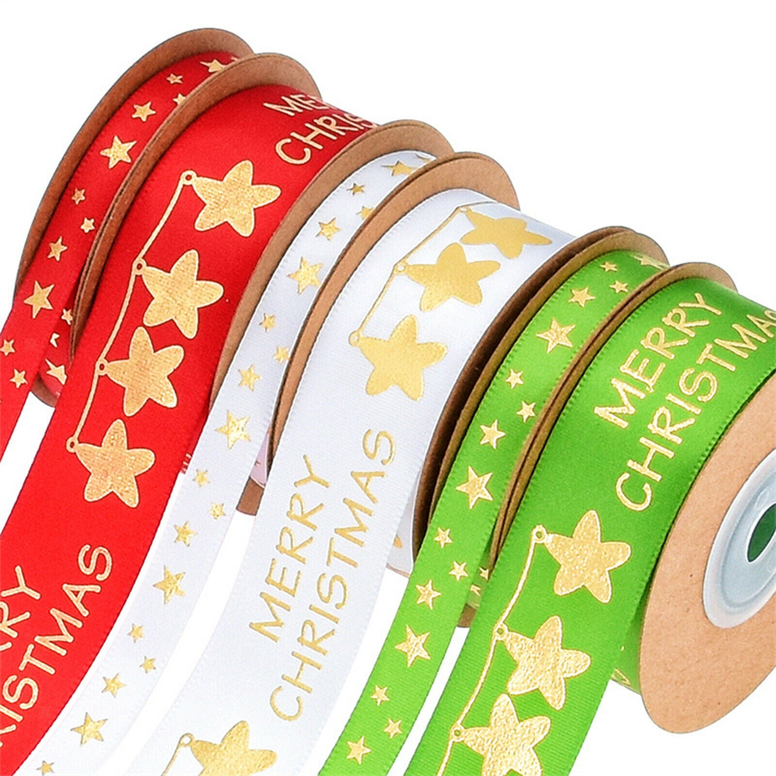 Merry Christmas Ribbon Printed Ribbons for Gift Wrapping DIY Decoration