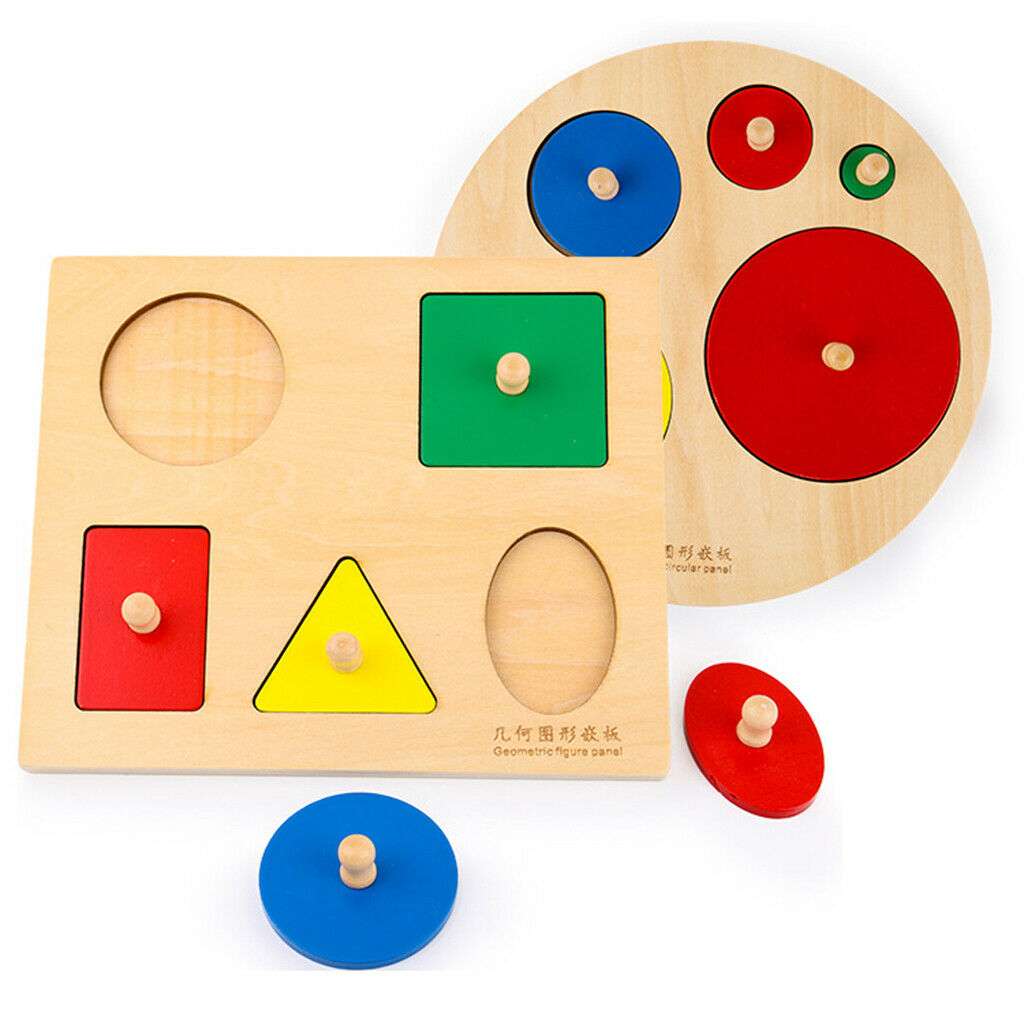 Wooden   Geometry Blocks Sorting Peg Puzzle Jigsaw Game Toddler