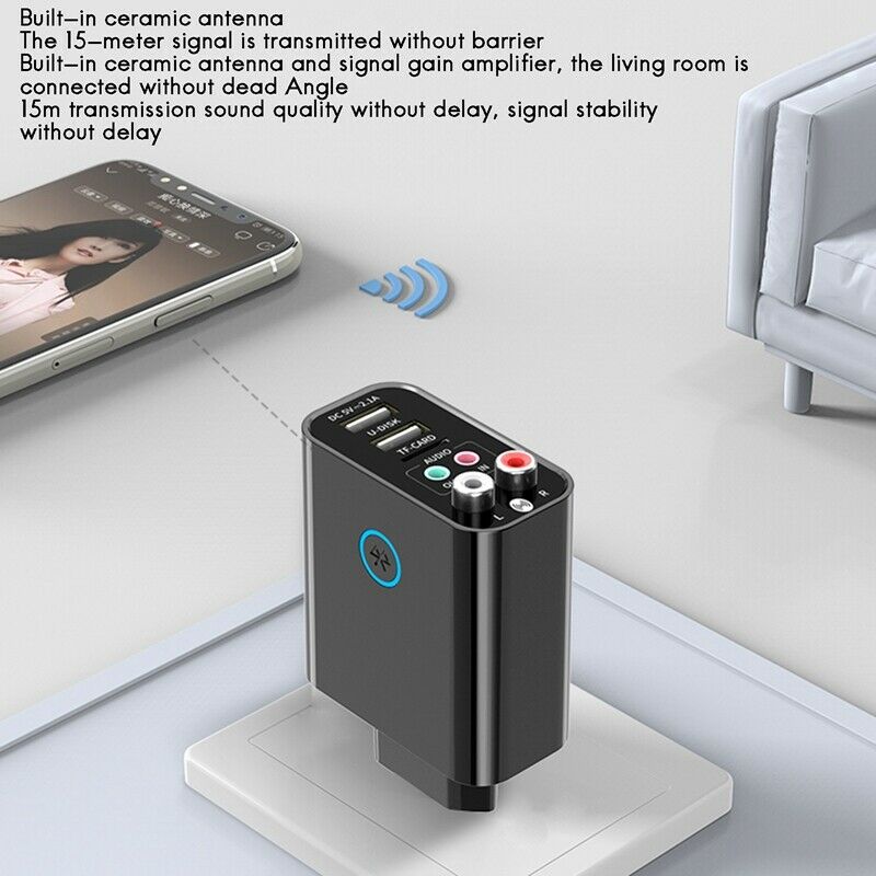 Bluetooth Receiver Transmitter 2-In-1 Bluetooth 5.0 AUX Audio Adapter for T P8K6