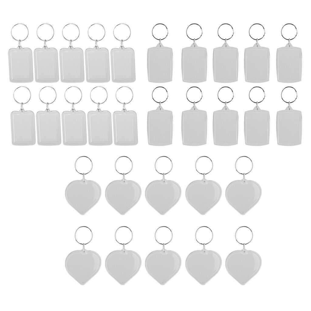 30Pcs Keychain Multipurpose Picture Insert Frame Keyring Presents Gifts