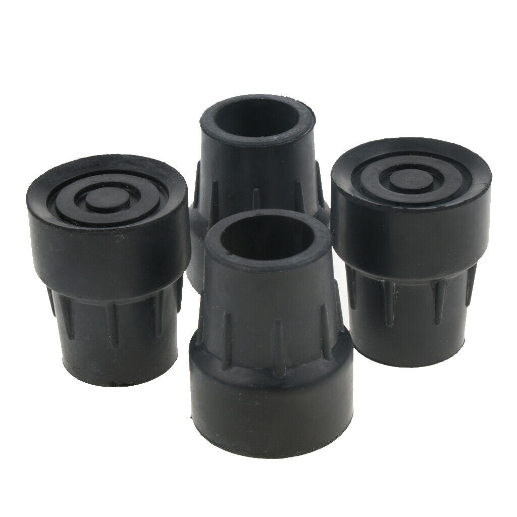4x 25mm Black Trekking Hiking Pole Rubber Tips Feet Cover End Caps Protector
