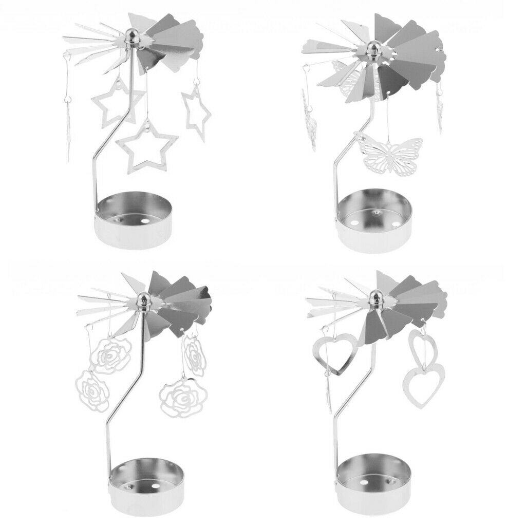 4xChristmas Rotary Candle Holder Xmas Gift-Heart/Rose/Butterfly/Star