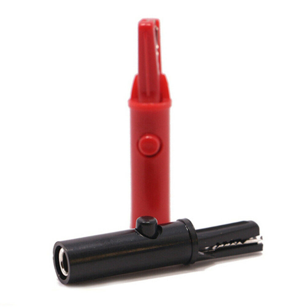 2Pcs Red Black Push Button Type Full Protective Alligator Clip For Multimeter