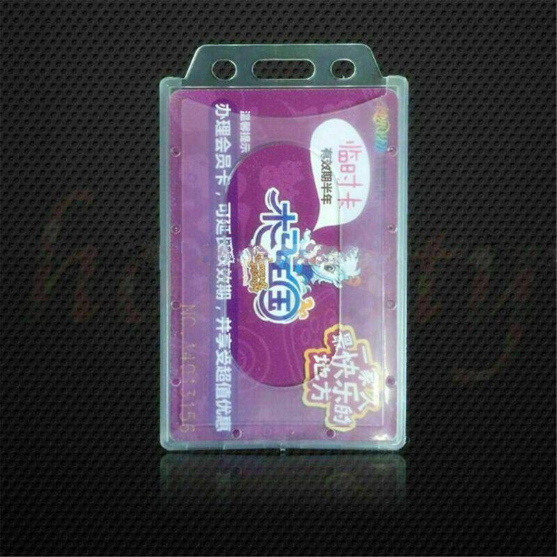 5pcs Vertical Hard Plastic ID Badge Holder Credentials Card Transparent Clear
