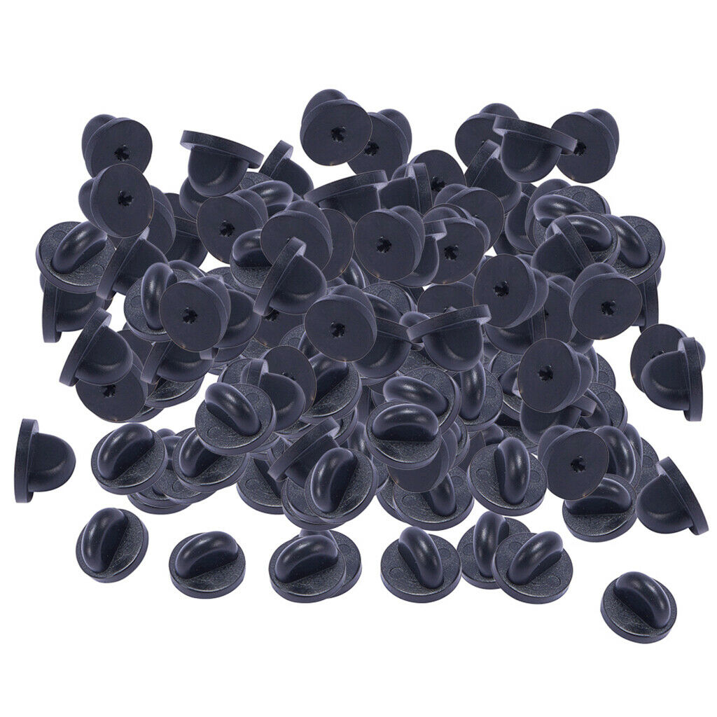 200   Black   PVC   Rubber   Pin   Backs   Replacement   Pin   Clutch   Backs
