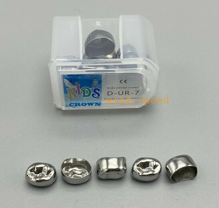 5Pcs Dental Kids Primary Molar Crowns UR-D7 Stainless Steel Preformed Pediatric