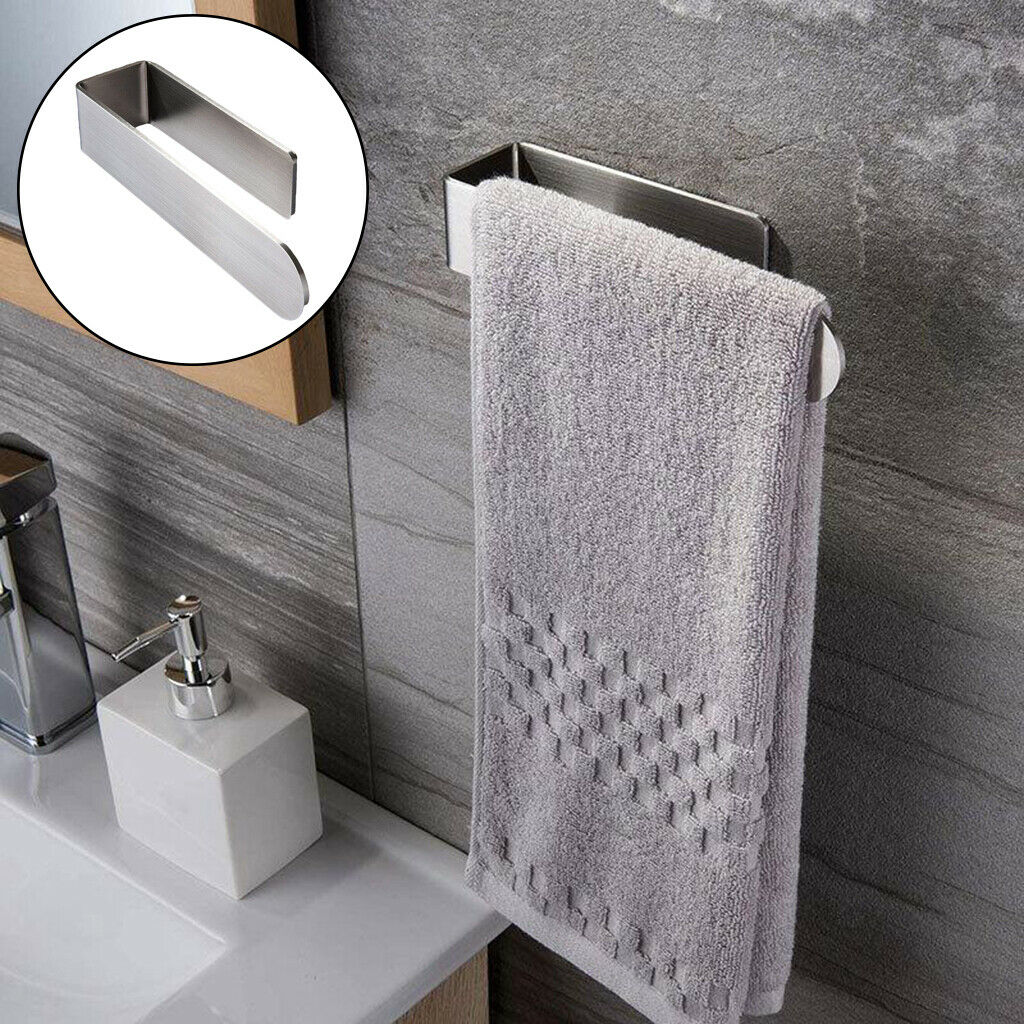 Stainless Steel Sticky Towel Hanger Wall Mounted Bathroom Towel Bar Thicken