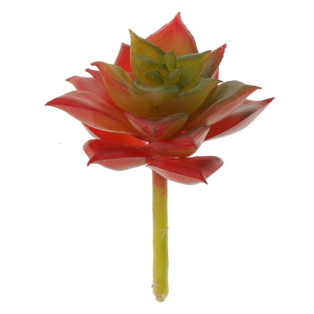 Artificial Succulent Lotus Flower Heads Foliage Grass Plant Decor Red