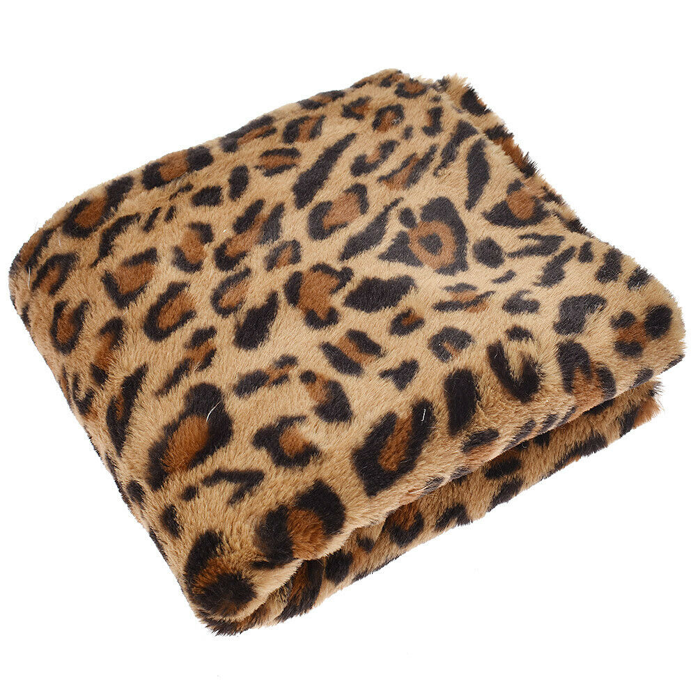 50x160cm Leopard Printed Fur Plush Fabric DIY Sewing Accessory Clothes Bag Decor