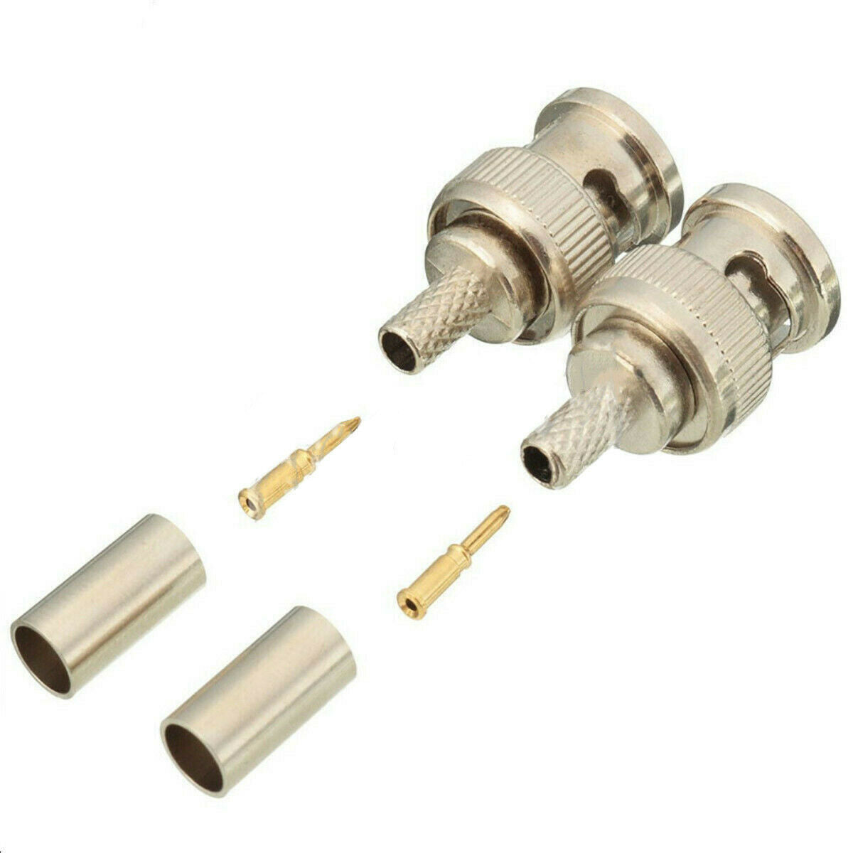 10 Sets 3-Piece BNC Plug Crimp Connector Fits for RG58 Coax Male Antenna Cable