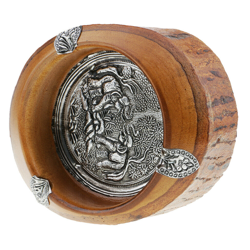 Wood Elephant Pattern Ashtray Creative Southeast Asia Style Ashtray 5 inches