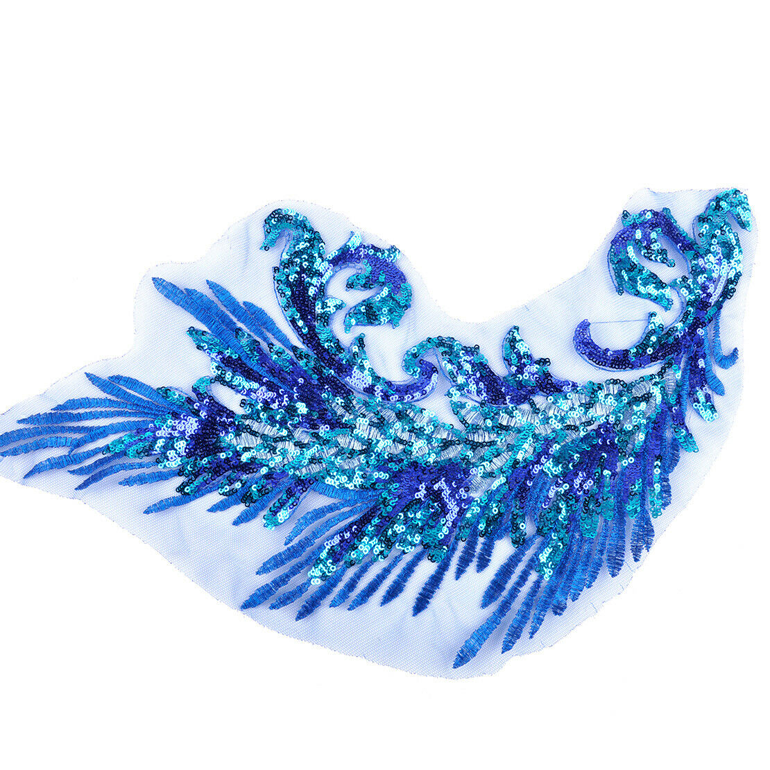 Blue Sequin Patch Embroidery Applique Badge for Dress Clothes Sewing Craft An