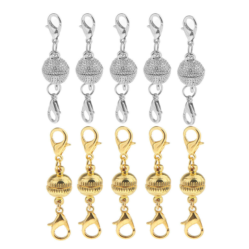 10pcs Ball Magnetic Clasps with Lobster Clasp for DIY Fashion Jewelry 8mm