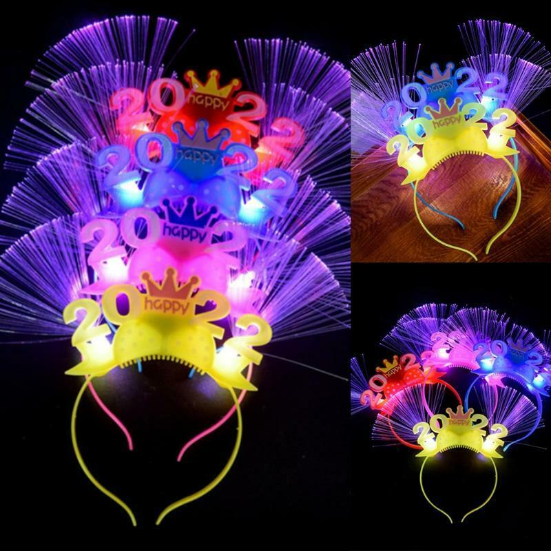Mix Colors 2022 New Year Headband Light Up Hair Hoop Elastic Photo Prop Headwea