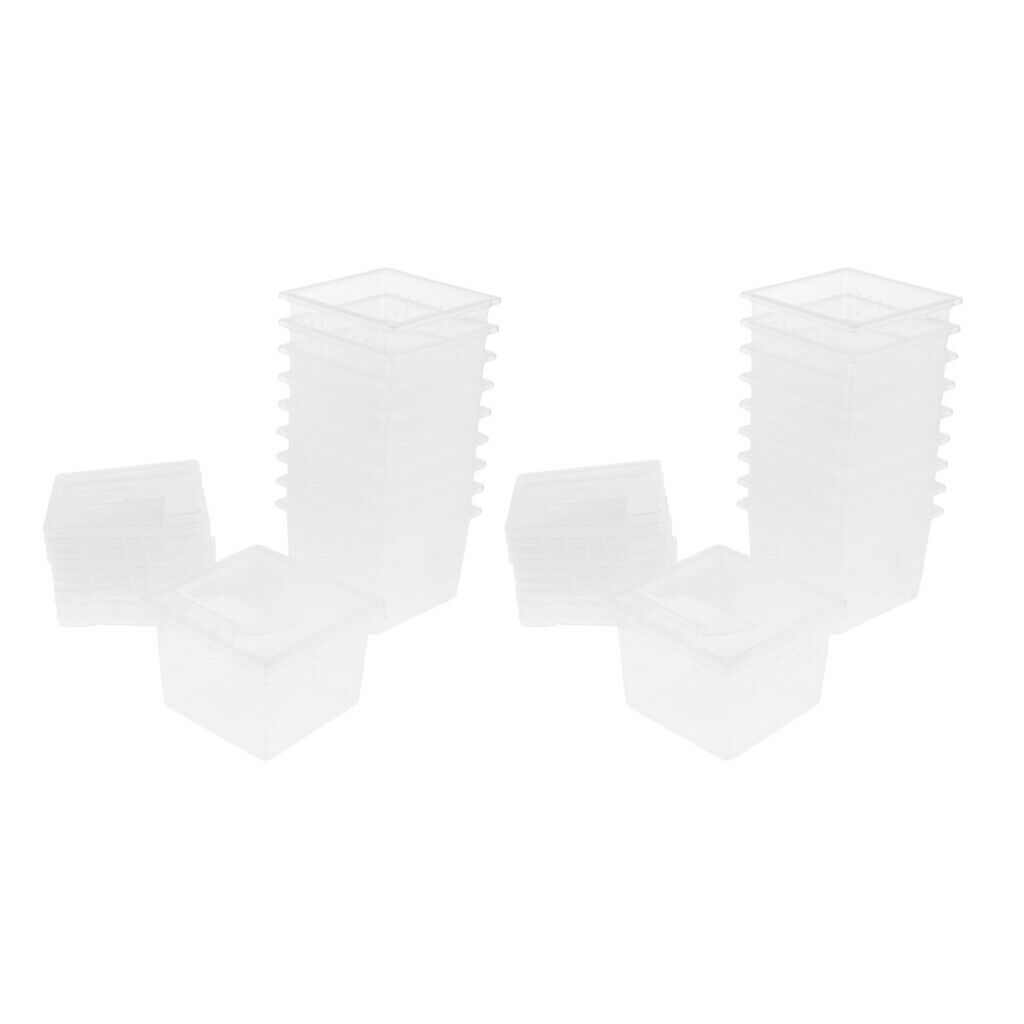 20x Reptile Plastic Clear Feeding Container Vivarium Rearing Box for Raising
