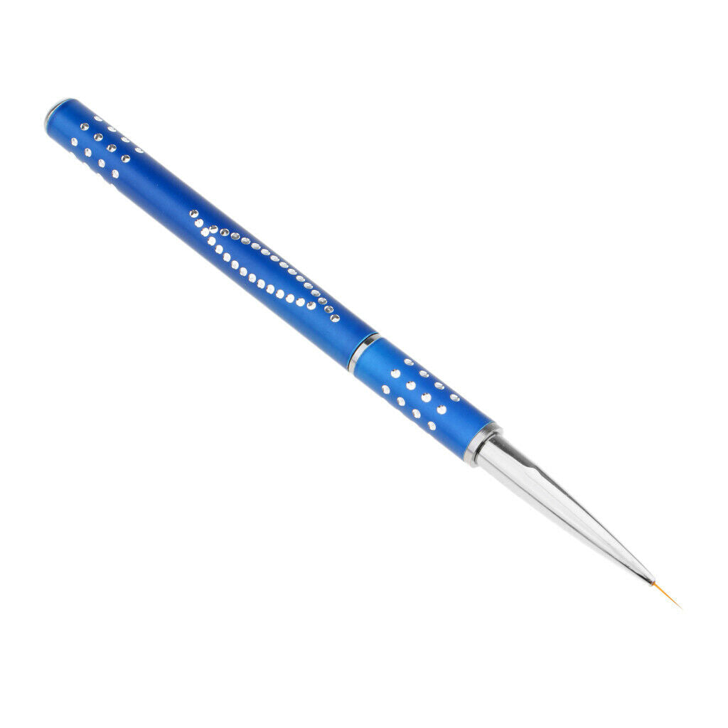 Nail Art Liner Brush Pen Painting Carving Flower Diamond Alloy Handle Blue