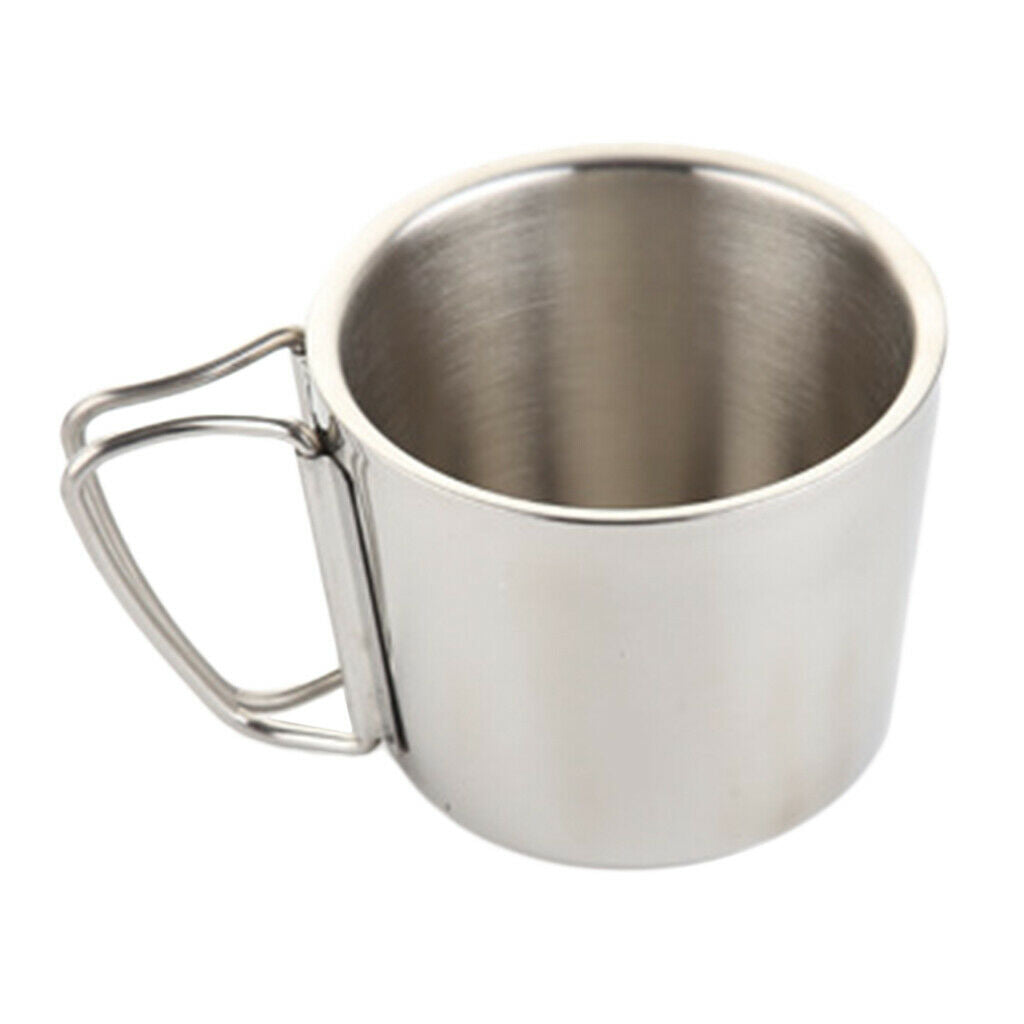 2Pcs Stainless Steel Mugs Metal Coffee Tea Cup Mug Cups Handles