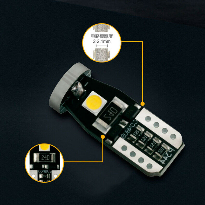 4pcs White T10 3030-SMD LED Bulb Backup Lights  2827, W5W, T10 6000K White Light