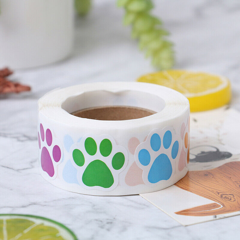 500x Dog Cat Bear Paw Labels Stickers of 6 Colors Sealing Label Decorative# SJ