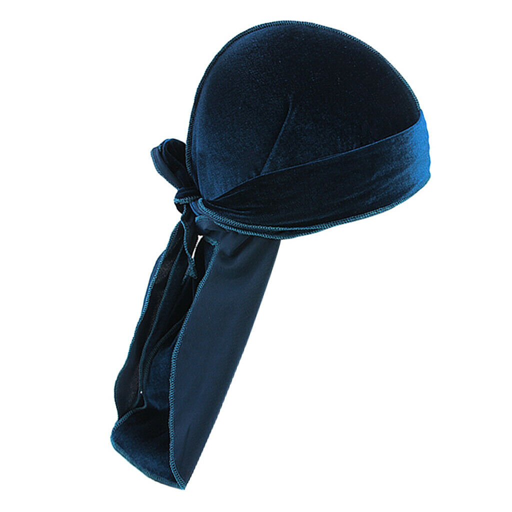 3x Mens Elegant Velvet Bandana Hat Durag Long Tail Muslim Headwrap Beanie