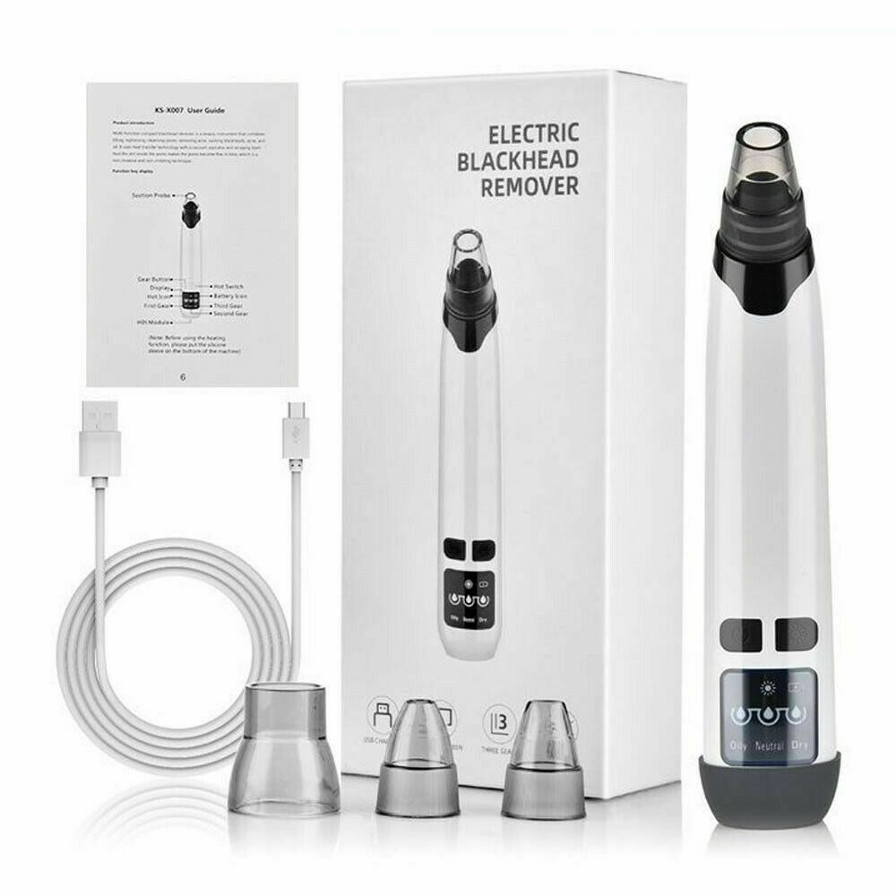 Electric Heating Blackhead Vacuum Pore Cleaner Acne Pimple Remover Suction Tool