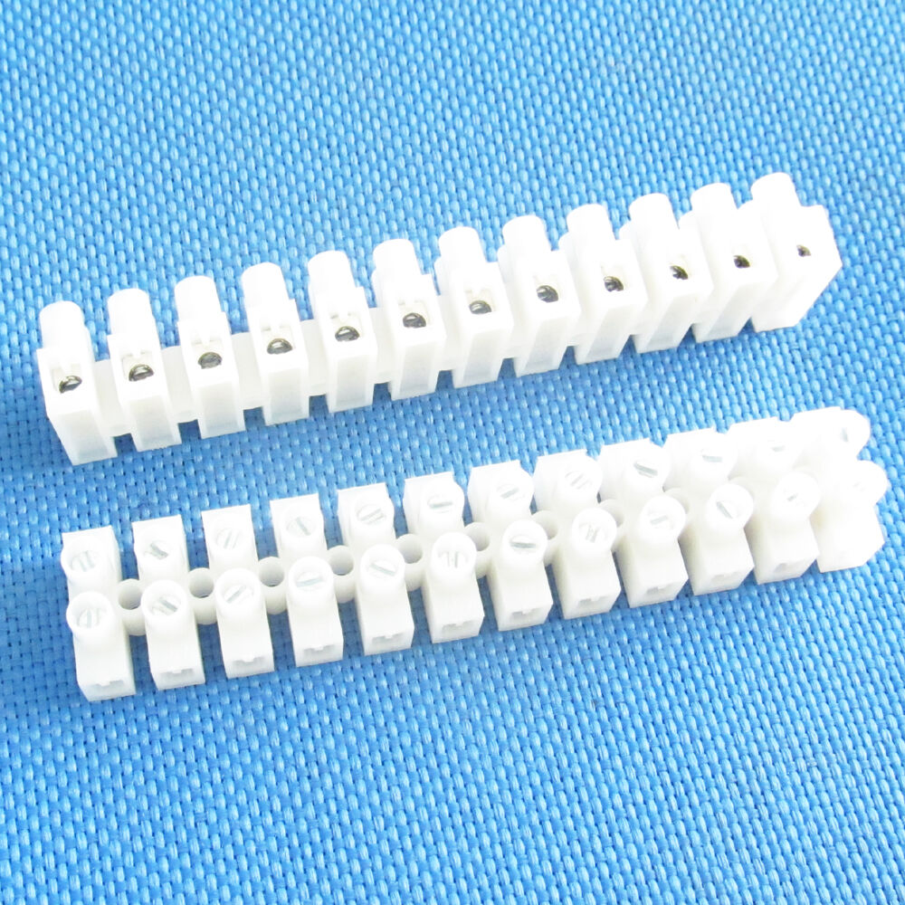 20pcs Electrical 12 Way Barrier Terminal Strip Block Pitch 8mm 5A 450V 22-12AWG