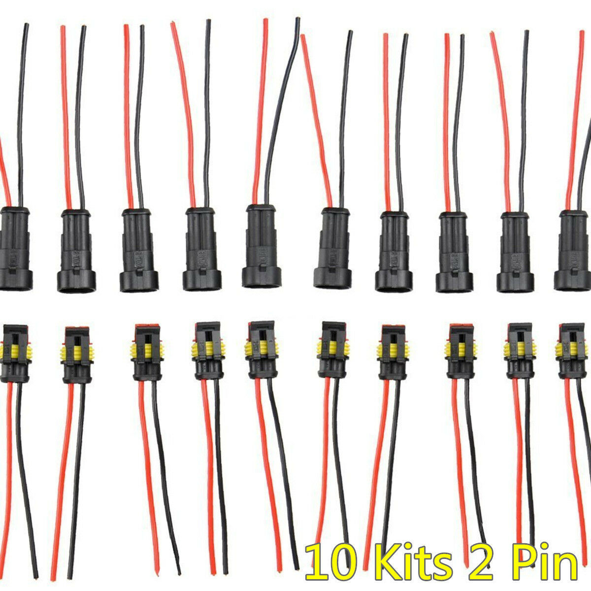 10x 2 Pin Way Car Truck Electrical Wire Terminal Connector Plug Seal Waterproof