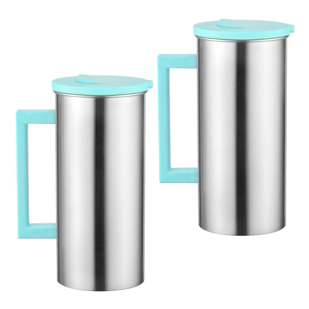 Pack of 2, Stainless 1.8L Water Pitcher Green Juice Ice Tea Jug Restaurant