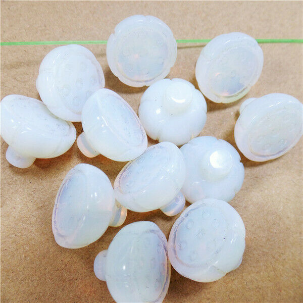 10Pcs 16x12mm White Opal Carved Lotus Flower Pendant Beads DIY Jewelry HH8373