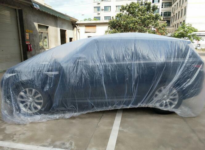 Disposable car cover Clear Plastic Temporary Rain Dust Snow Garage L For Car SUV