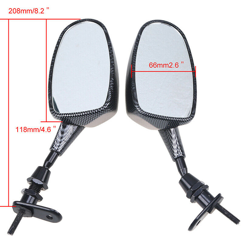 Pair Universal Amber LED Turn Signals Glossy Rear View Mirror Motorcycle Scooter