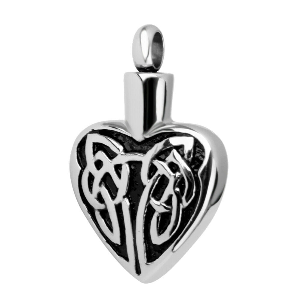 Stainless Heart Celtic Wings Cremation Keepsake Memorial Ash Urn Pendant