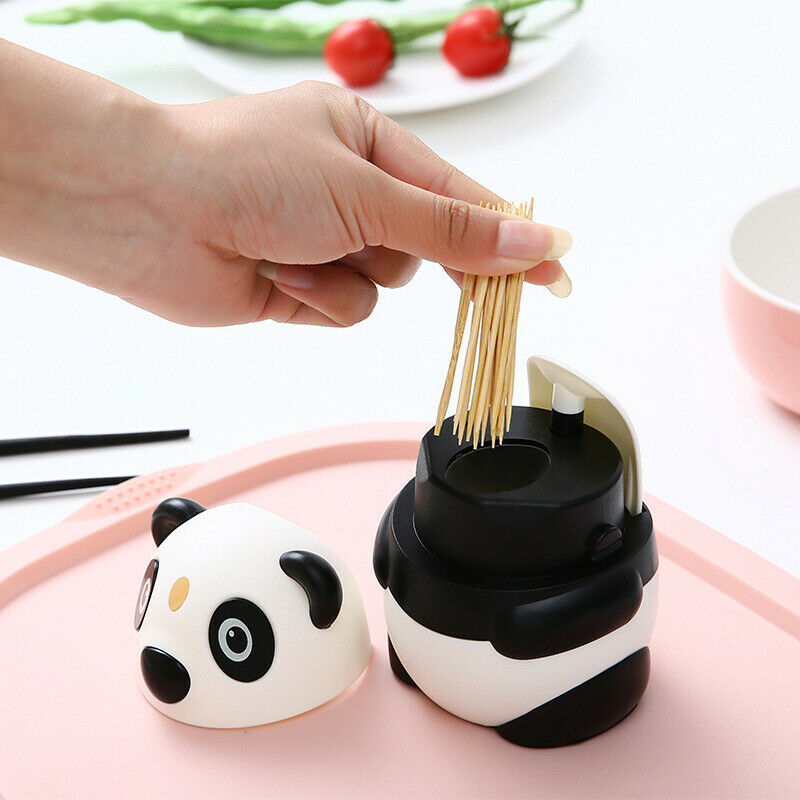 Automatic Toothpick Holder Box Panda Toothpick Dispenser Hand Press Container SJ