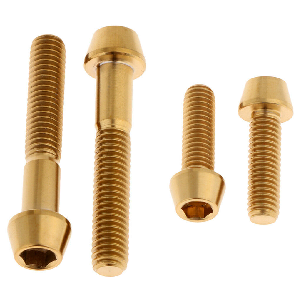 4pcs Titanium M6 Screws Bolts Bike Bicycle Head Hex M6X20mm/40mm Upgrade