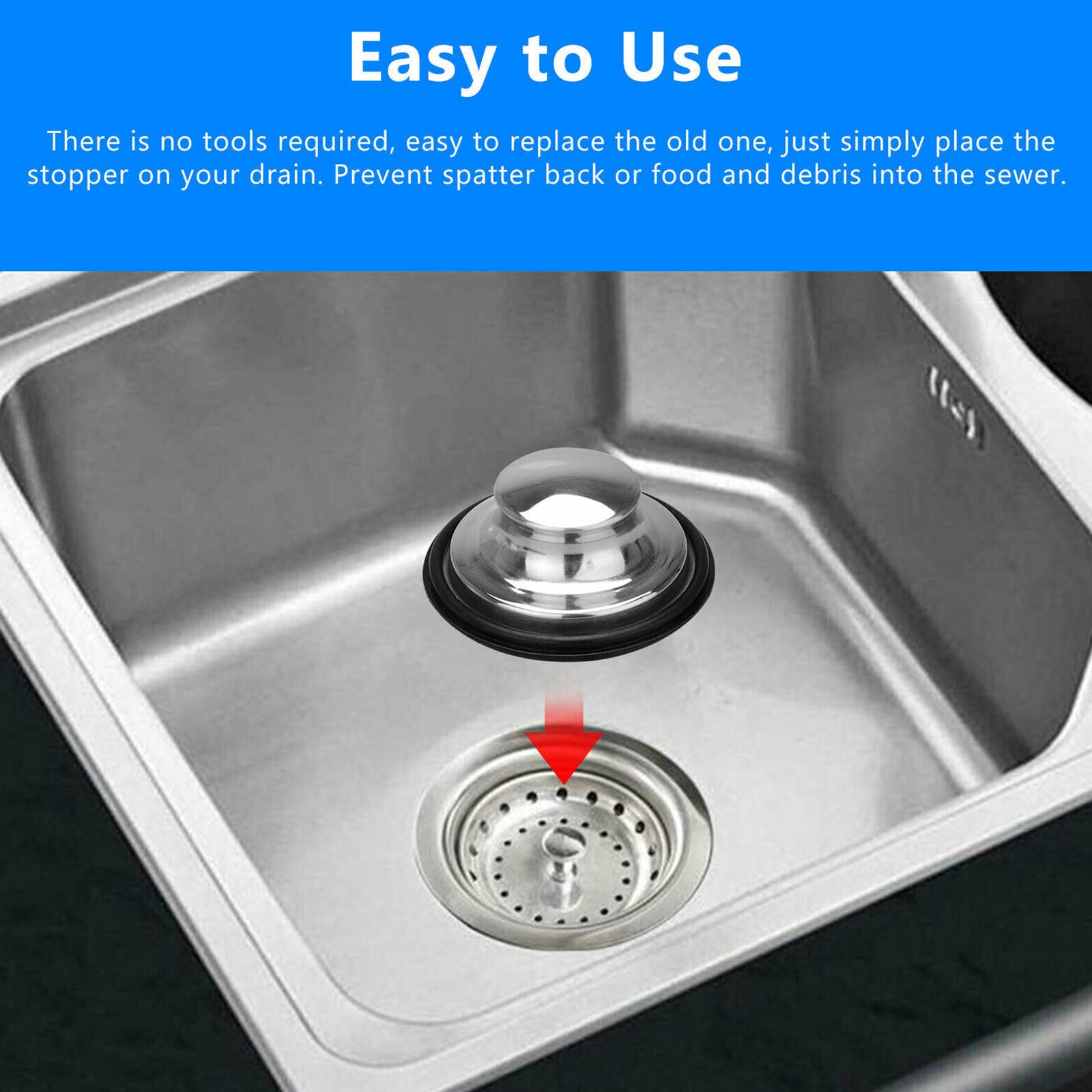 Universal Stainless Steel Kitchen Sink Strainer Waste Plug Filter Drain Stopper