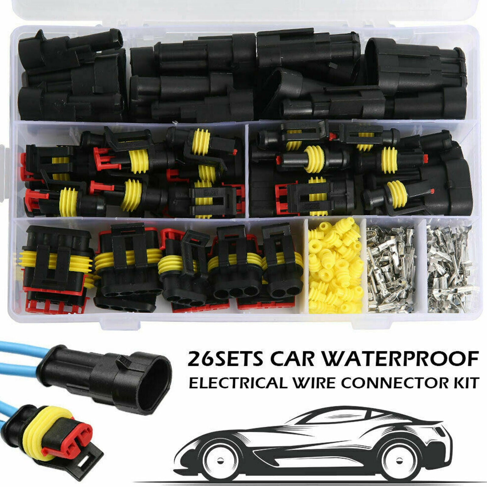 1/2/3/4/ Pin Way Sealed Waterproof Electrical Wire Connector Plug Car Auto Set