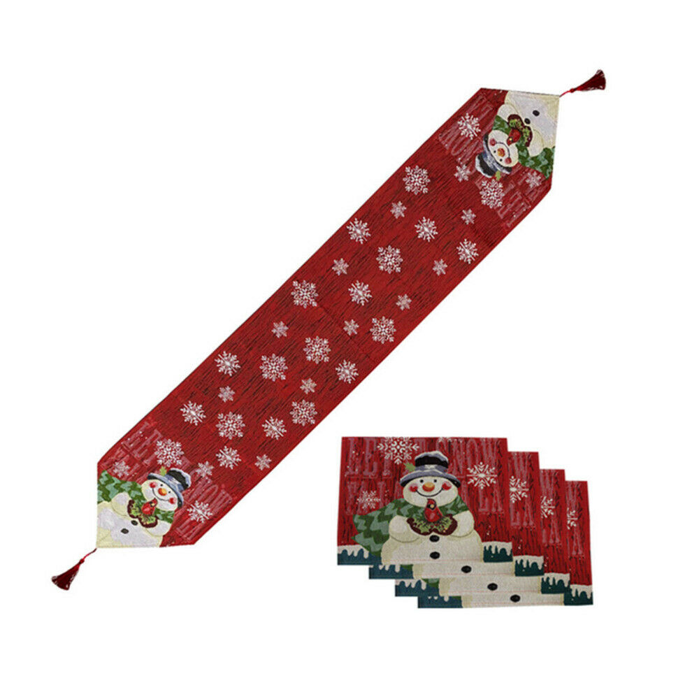 Christmas Table Runner Placemat Set 1 Table Runner + 4 Table Placemat for Dining