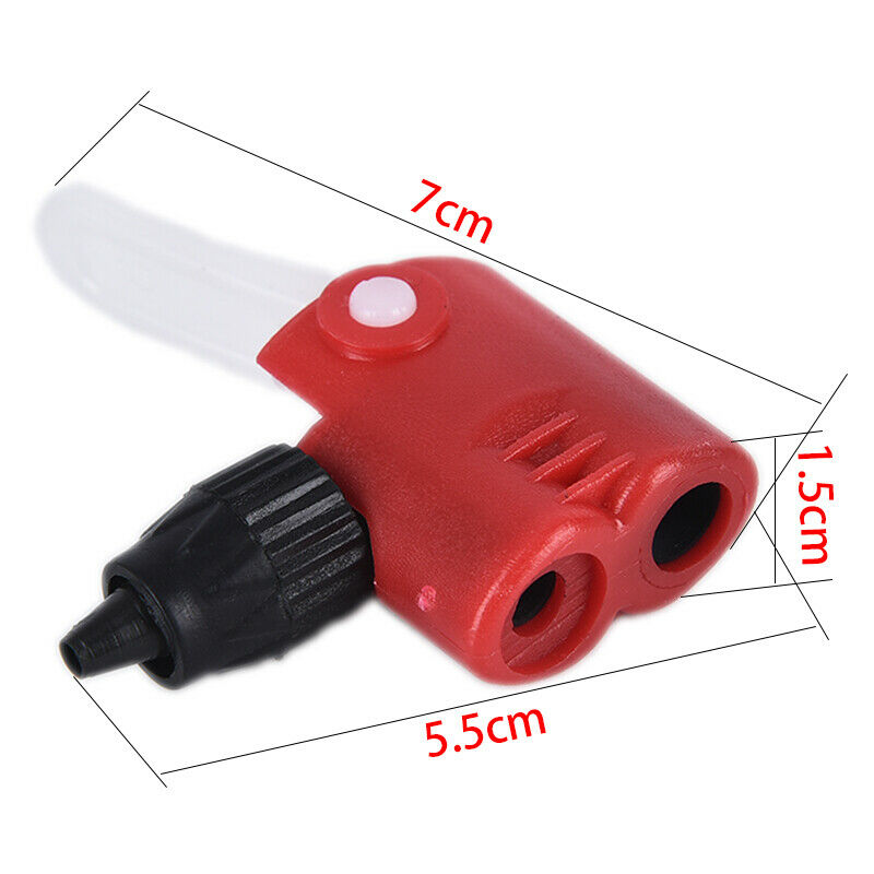 Bicycle Red Pump Valve Nozzle Hose Adapter Double Head Pumping AccessorieY1