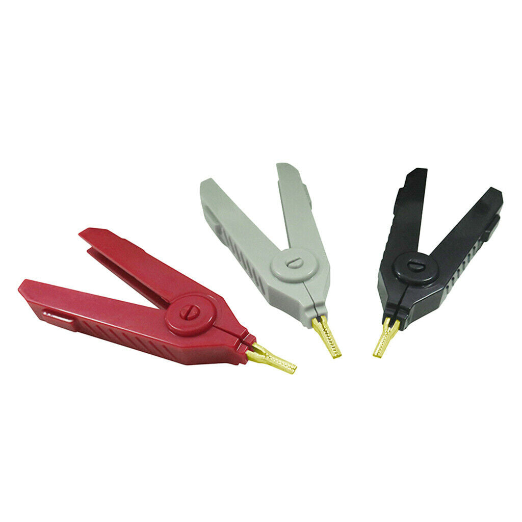 Set of 3 Pcs Copper Alligator Clip Handle Test Probe
