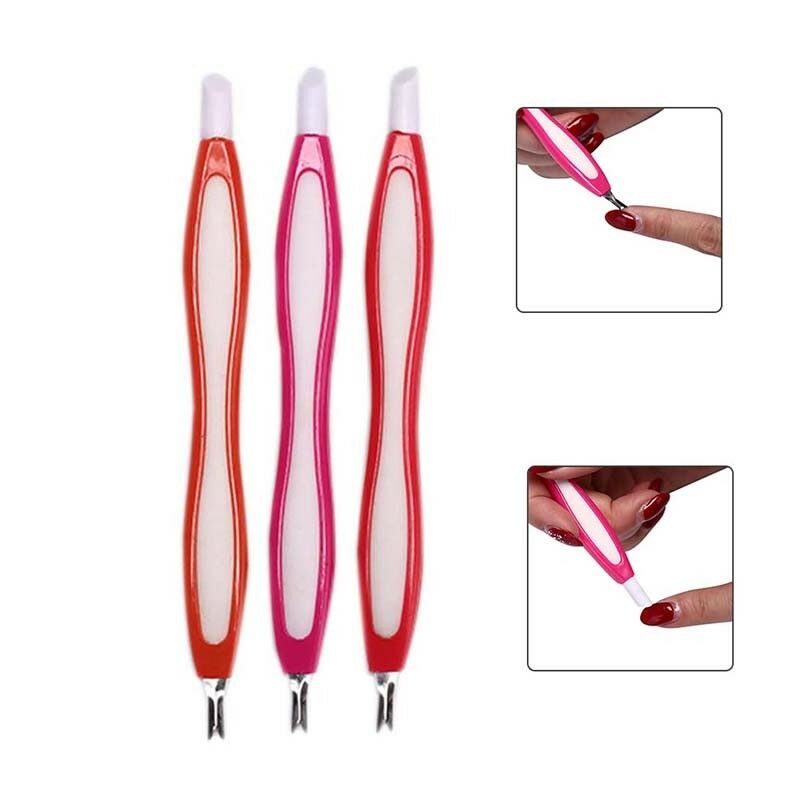 2in1 Nail Tips Buffer File Cuticle Trimmer Cuticle Pusher Remover Nail Tool-Y1