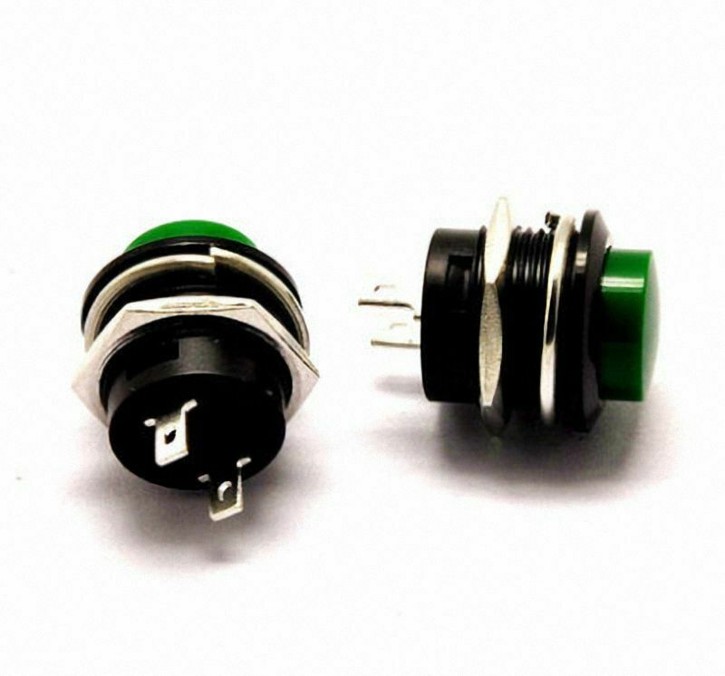 5pcs 16 mm Green Sign Protruding Head Automatic Reset Button Switch -  2 pin[M1]