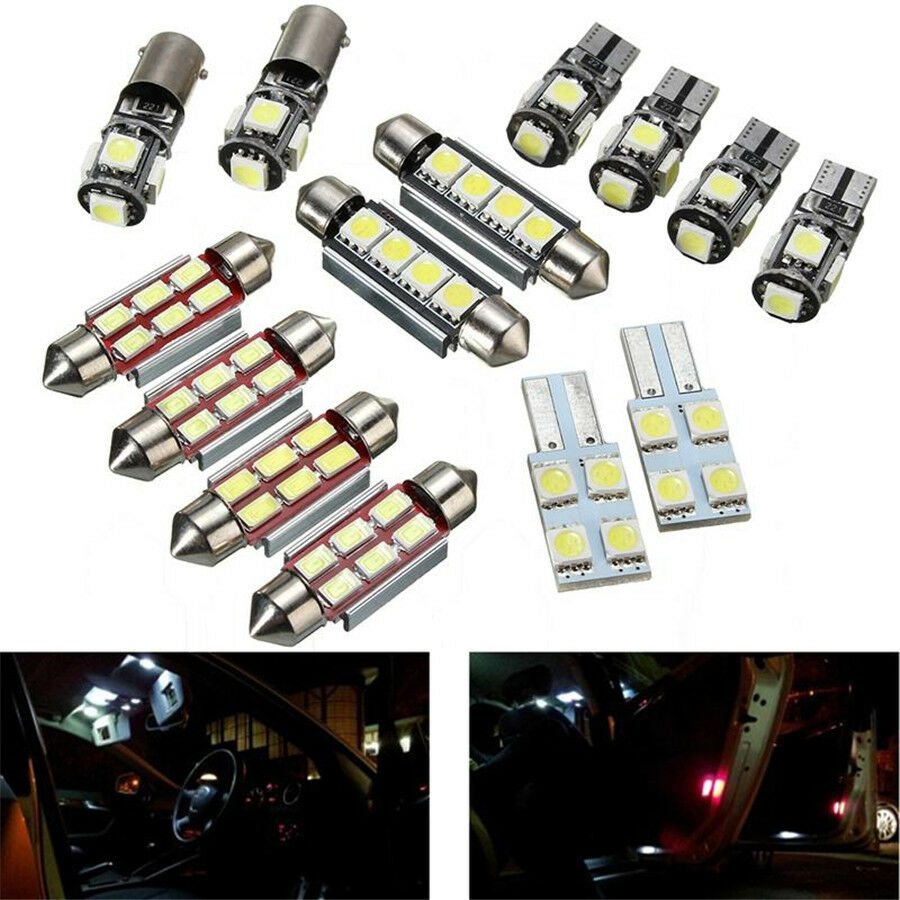 14 Pcs White Car LED Interior & Dome & License Plate Reading Light Festoon Bulb