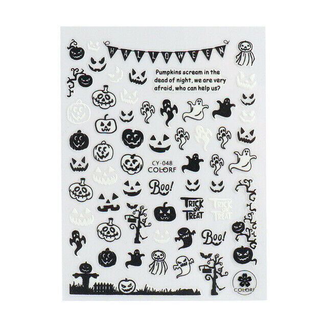 6pc/Set Halloween Luminous Nail Art Stickers Patterns for Women Girls Decoration