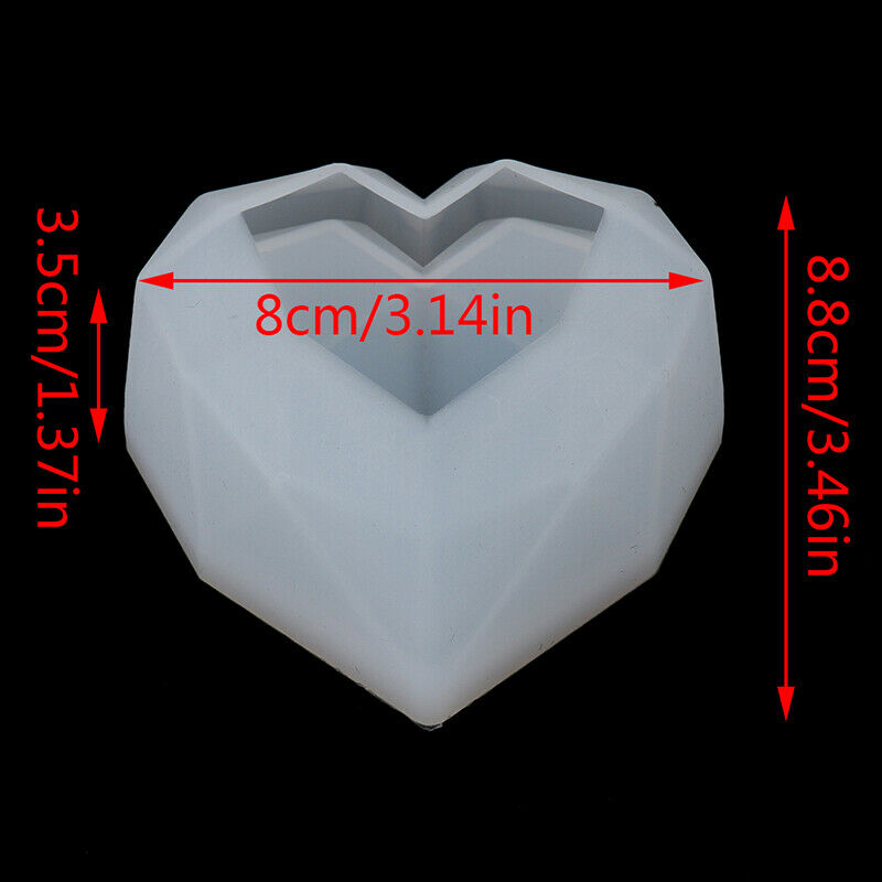 2PCS Silicone Heart Design Storage Box Mold Making Mould Casting Free Cra.l8