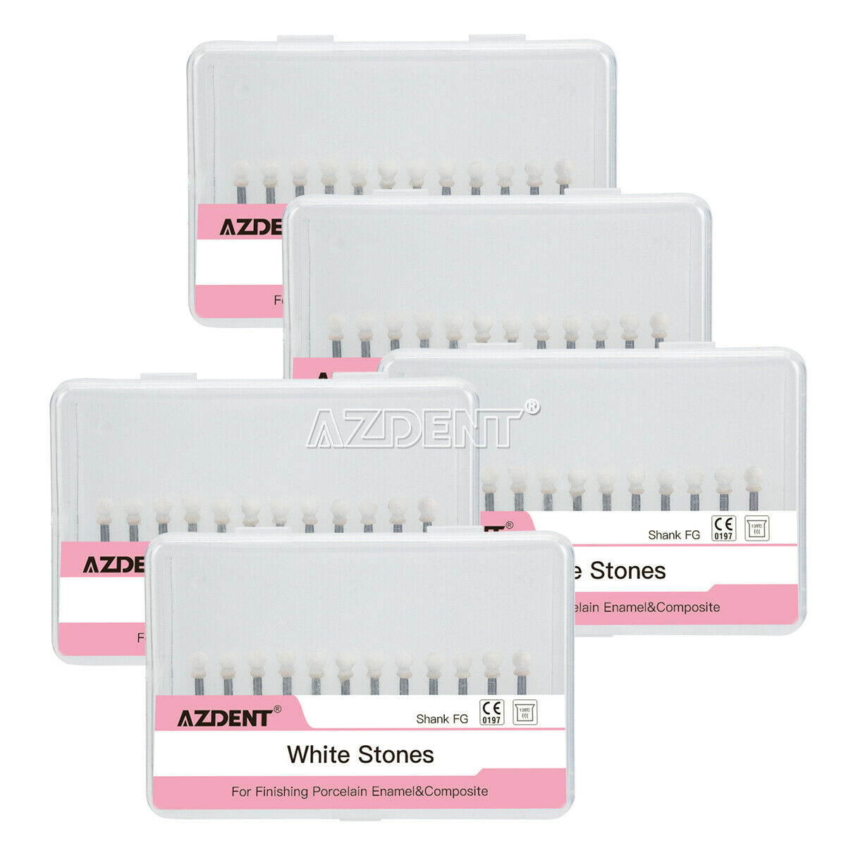 10X Dental Polishing FG Burs Abrasion Round Aluminum Oxide White Stone 12pcs/box