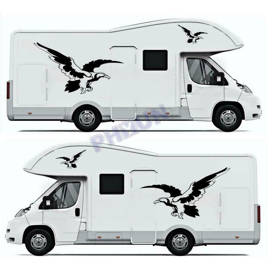 5x Car Stickers Black & White Eagle Style Decals for Caravan Travel Trailer Van