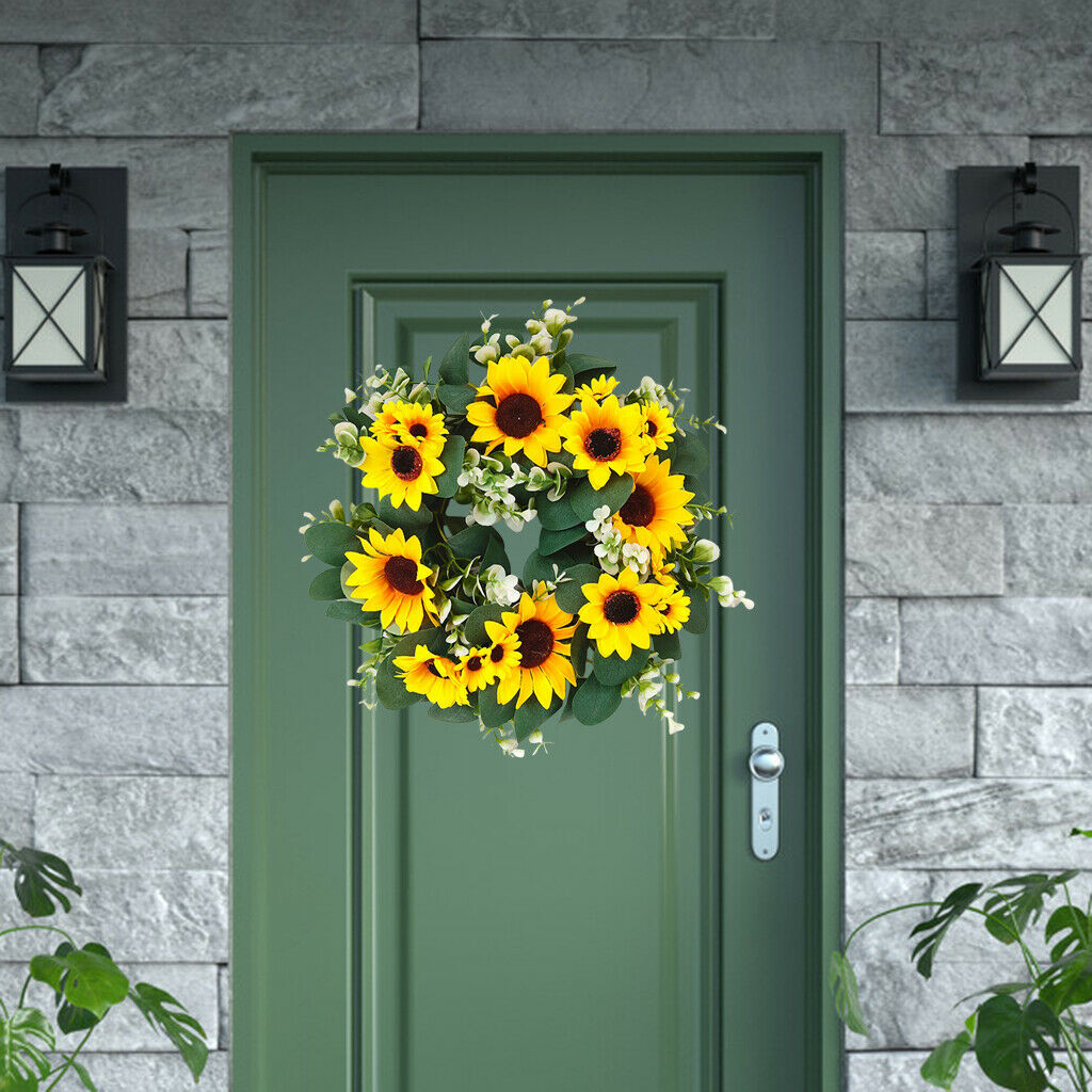 Outdoor Sunflowers Wreath Front Door Wall Home Artificial Floral Decor