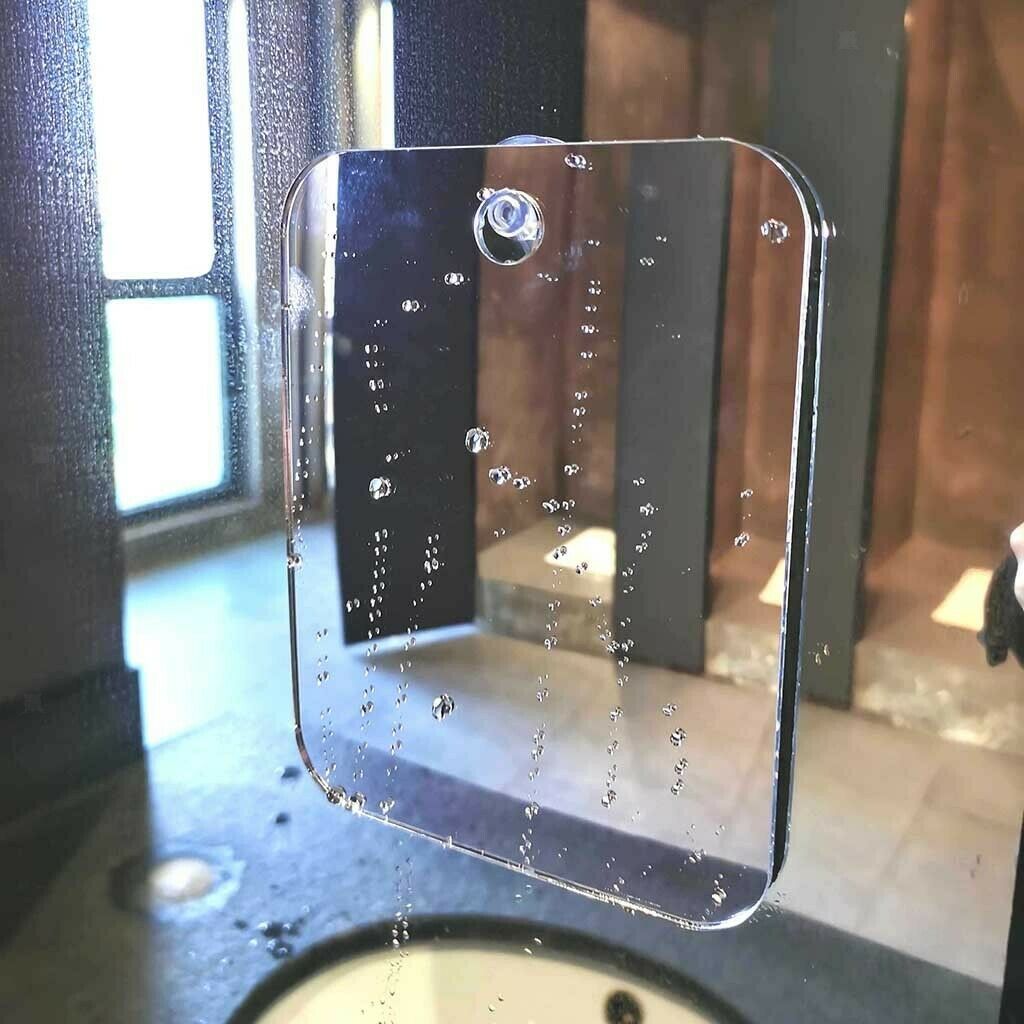 Durable Anti Fog Shower Mirror Bathroom Travel Mans Shaving Mirror 17x13cm