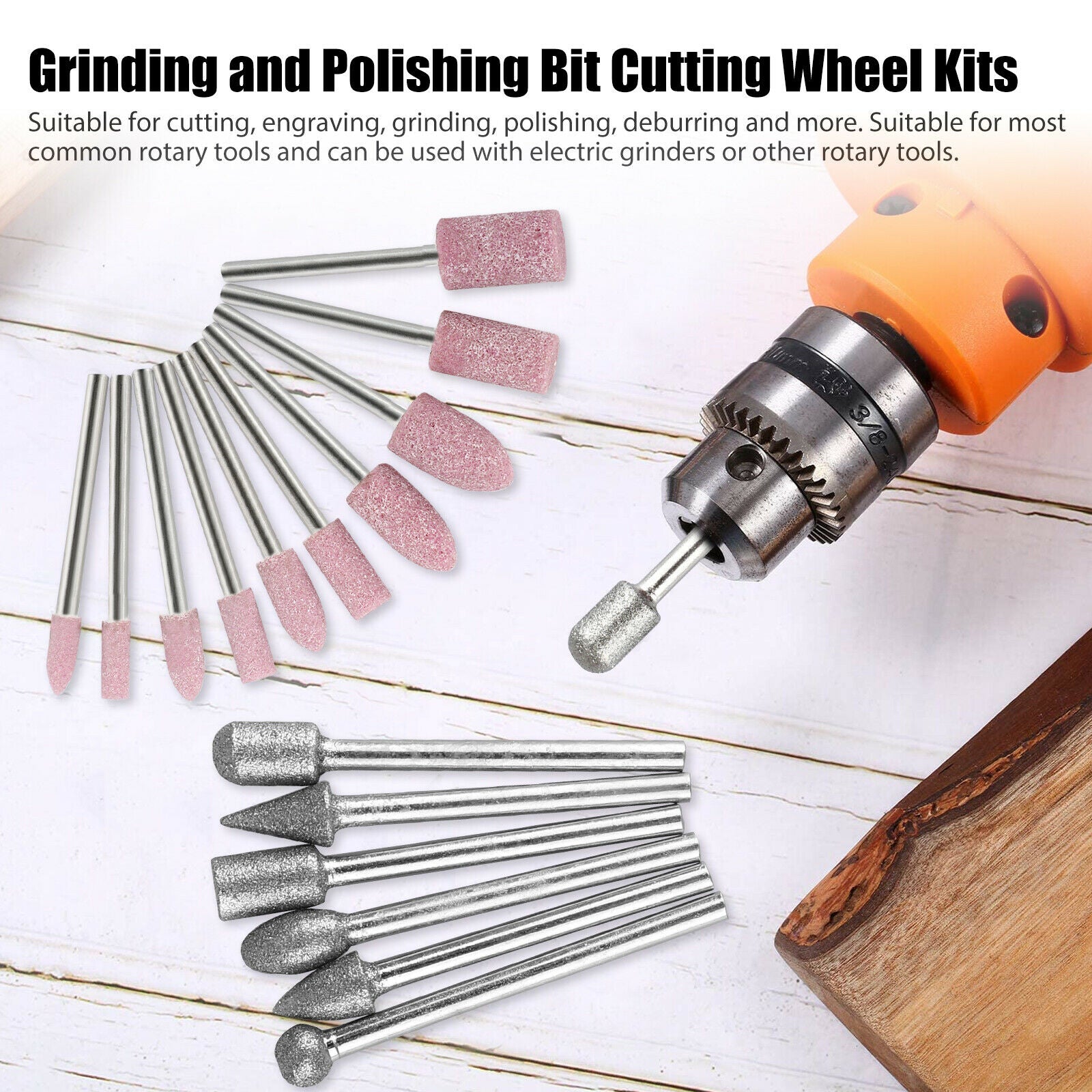 42PCS Diamond Grinding Carving Cutting Wheel Burr Bit Set For Dremel Rotary Tool